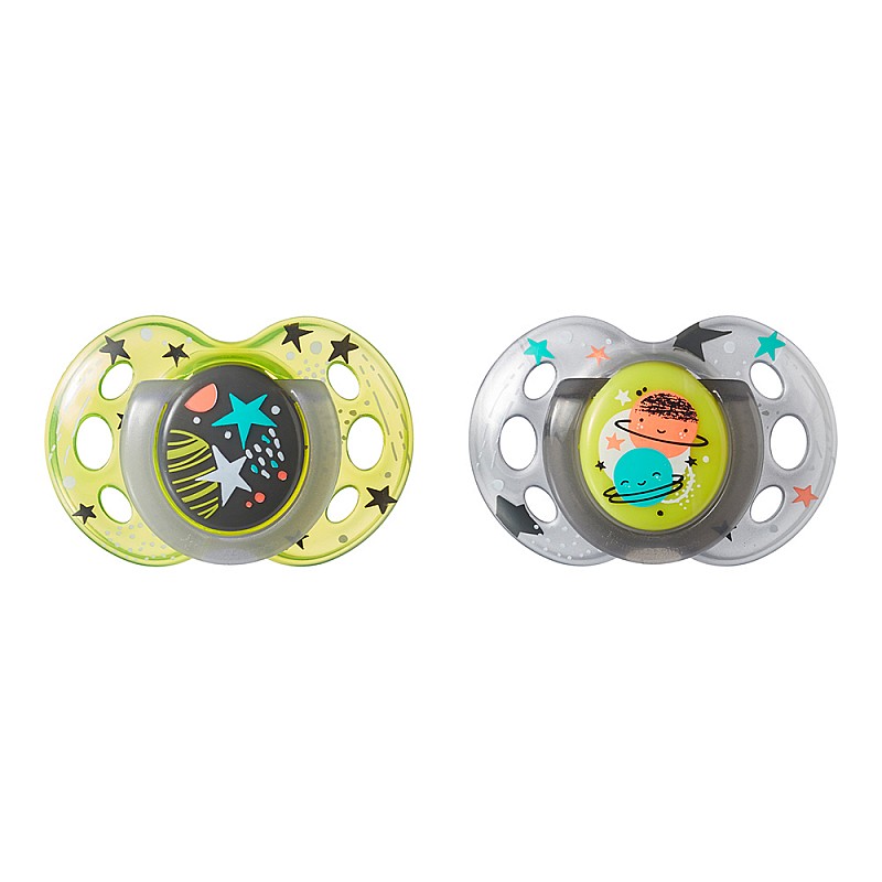 Tommee Tippee Ортодонтични залъгалки NIGHT TIME 18+m 2бр./оп. Tommee Tippee Ортодонтични залъгалки NIGHT TIME 18+m 2бр./оп.
